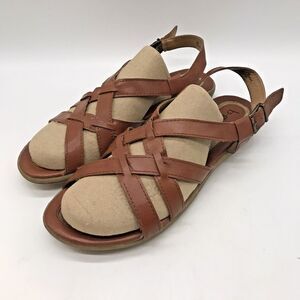 B.O.C.  BØC Sandal Women's 9M Strappy Brown Vegan Leather Adjustable Buckle Shoe